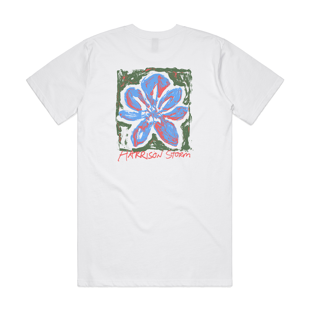 'Wonder, Won't You?' Flower Tee White Front & Back