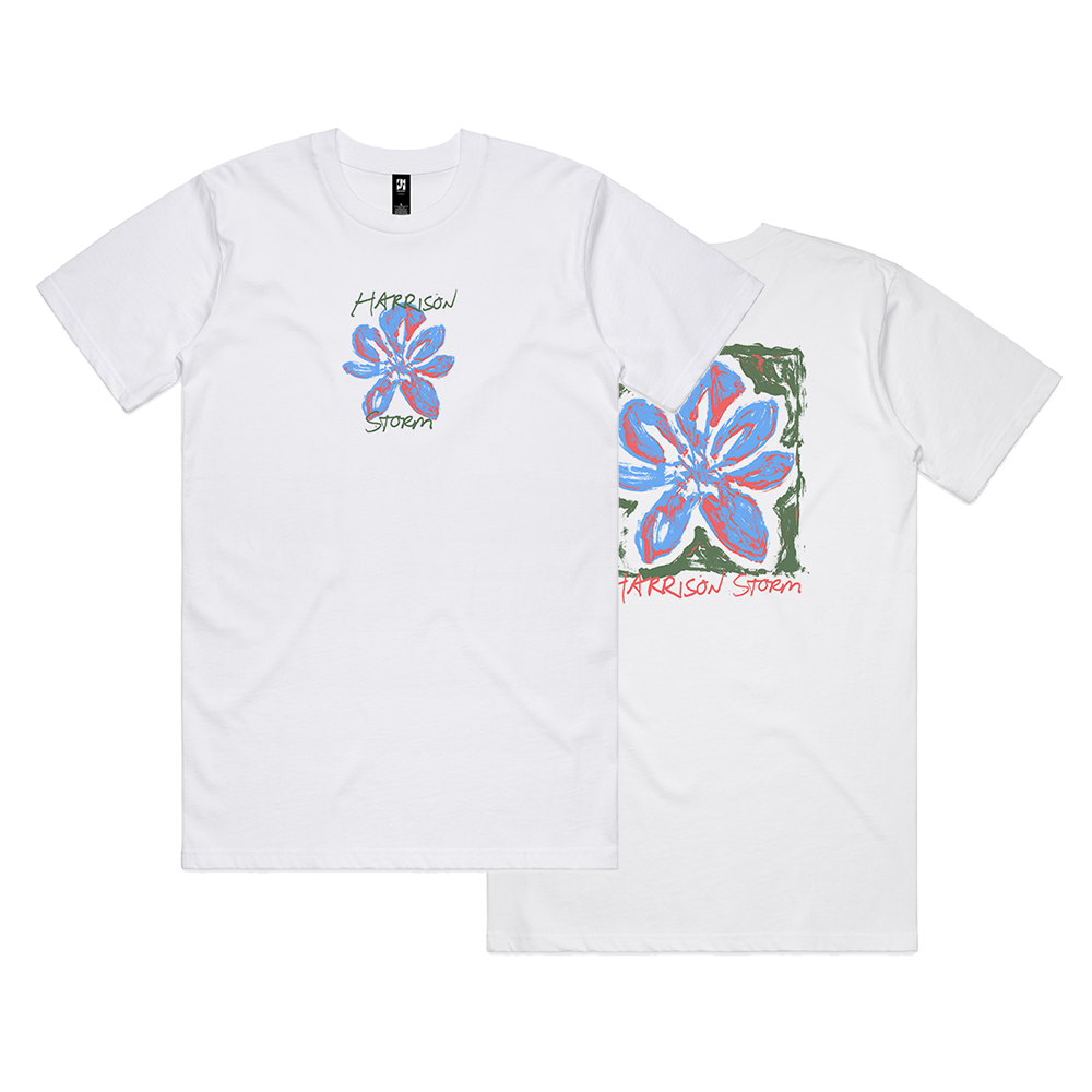 'Wonder, Won't You?' Flower Tee White Front & Back