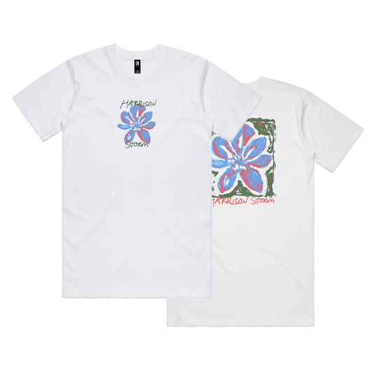 'Wonder, Won't You?' Flower Tee White Front & Back